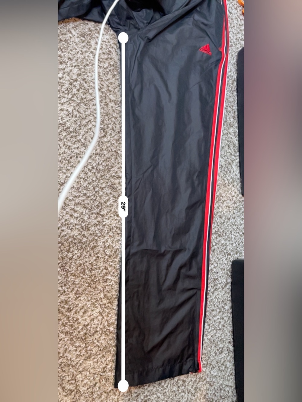 adidas Black Track Pants with Red Side Stripes - Picture 10 of 10